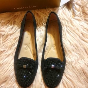 Sparkling black flats